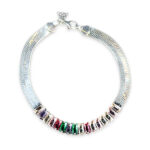 Pulseira Fita Colorida Folheado a Prata