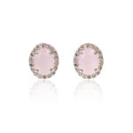 Brinco Princesa Quartzo Rosa Folheado a Prata