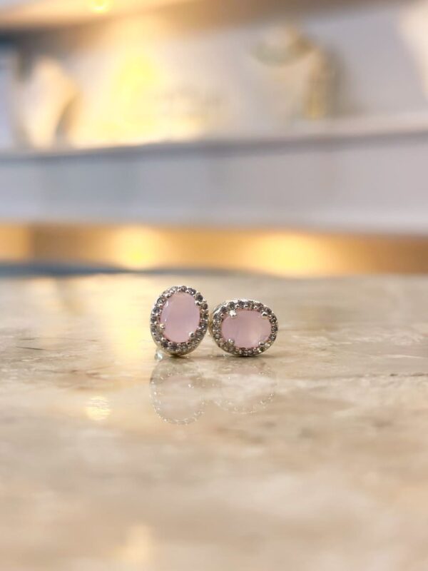 Brinco Princesa Quartzo Rosa Folheado a Prata - Imagem 3