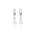 Brinco Argolinha Quartzo Rosa Folheado a Prata